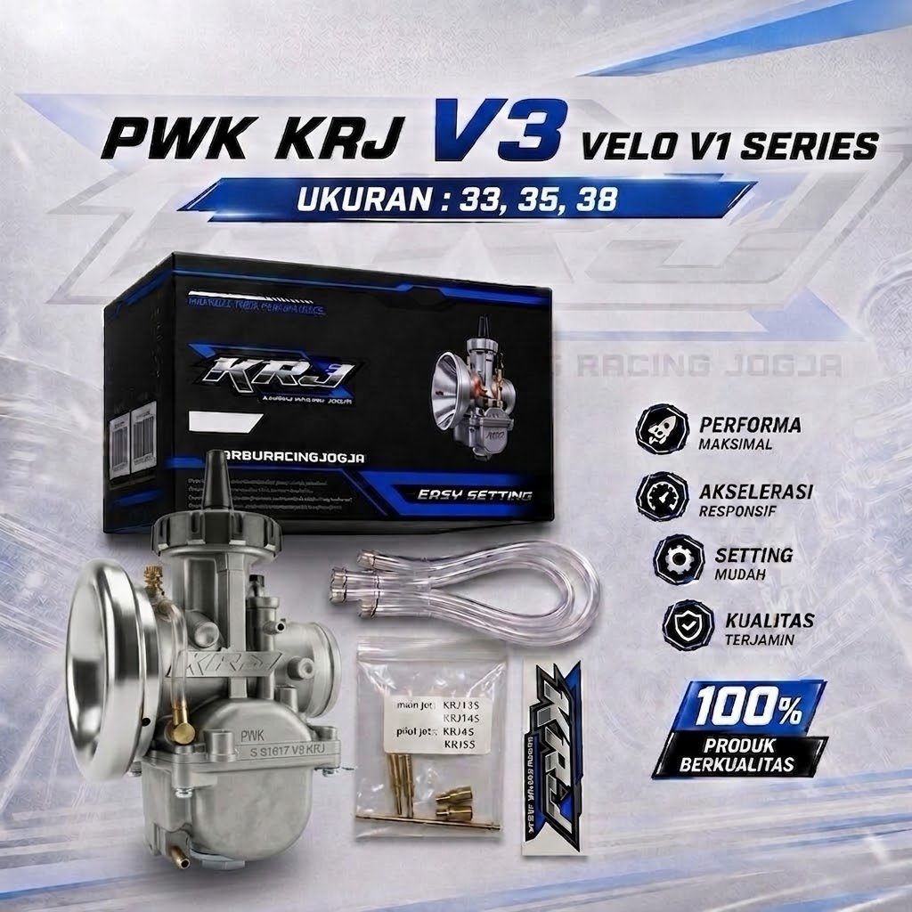 KARBURATOR PWK KRJ V3 Ukuran 33 35 38 - TANPA VELO - SUPERFLOW CNC + VELO V1 dan VELO V2 - Gambar 2