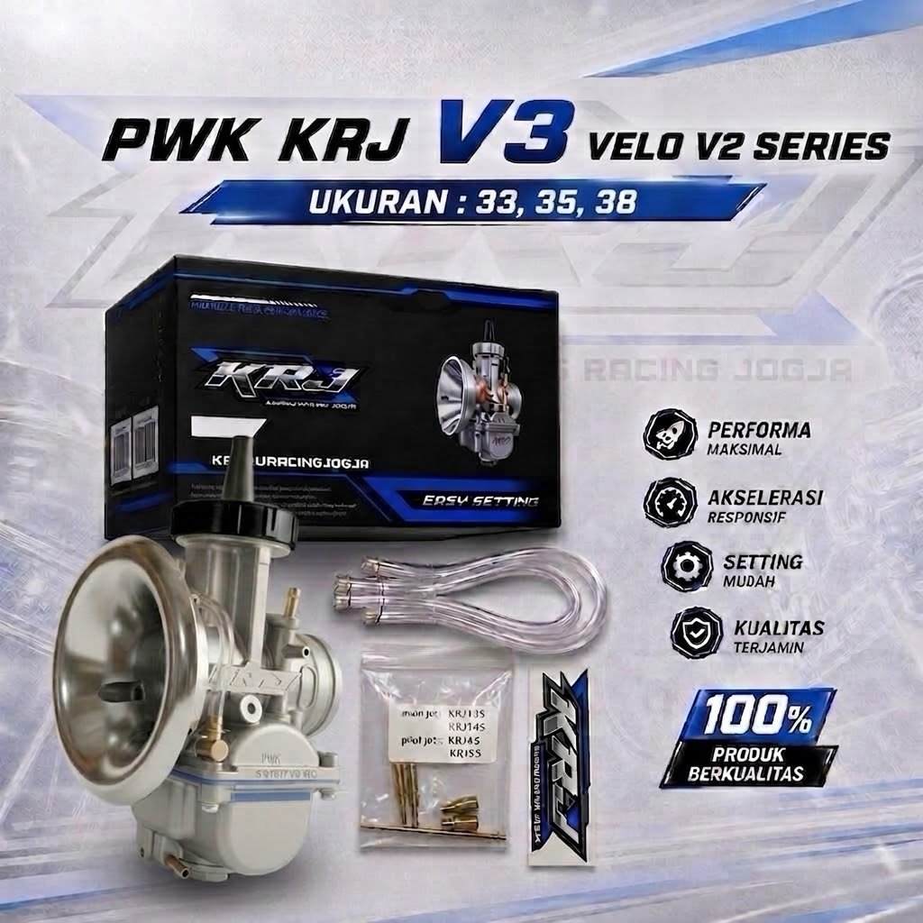 KARBURATOR PWK KRJ V3 Ukuran 33 35 38 - TANPA VELO - SUPERFLOW CNC + VELO V1 dan VELO V2 - Gambar 3